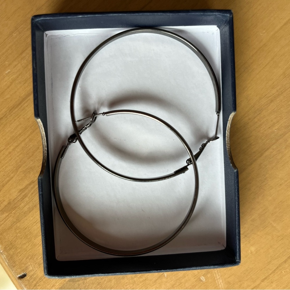 Dark Silver hoop earrings